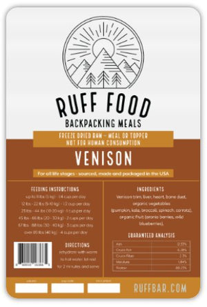 Venison no preservative organic freeze dried ruff food for raw fed healthy dogs